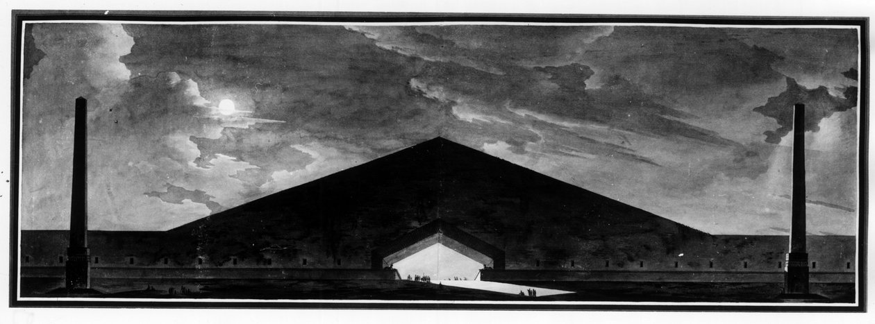 Monumento funebre "caratterizzante il genere di architettura ombra" - E.L. Boullée. da Etienne Louis Boullee