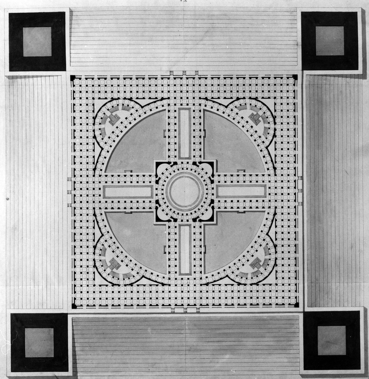 Mappa del Palazzo Municipale - E.L. Boullée