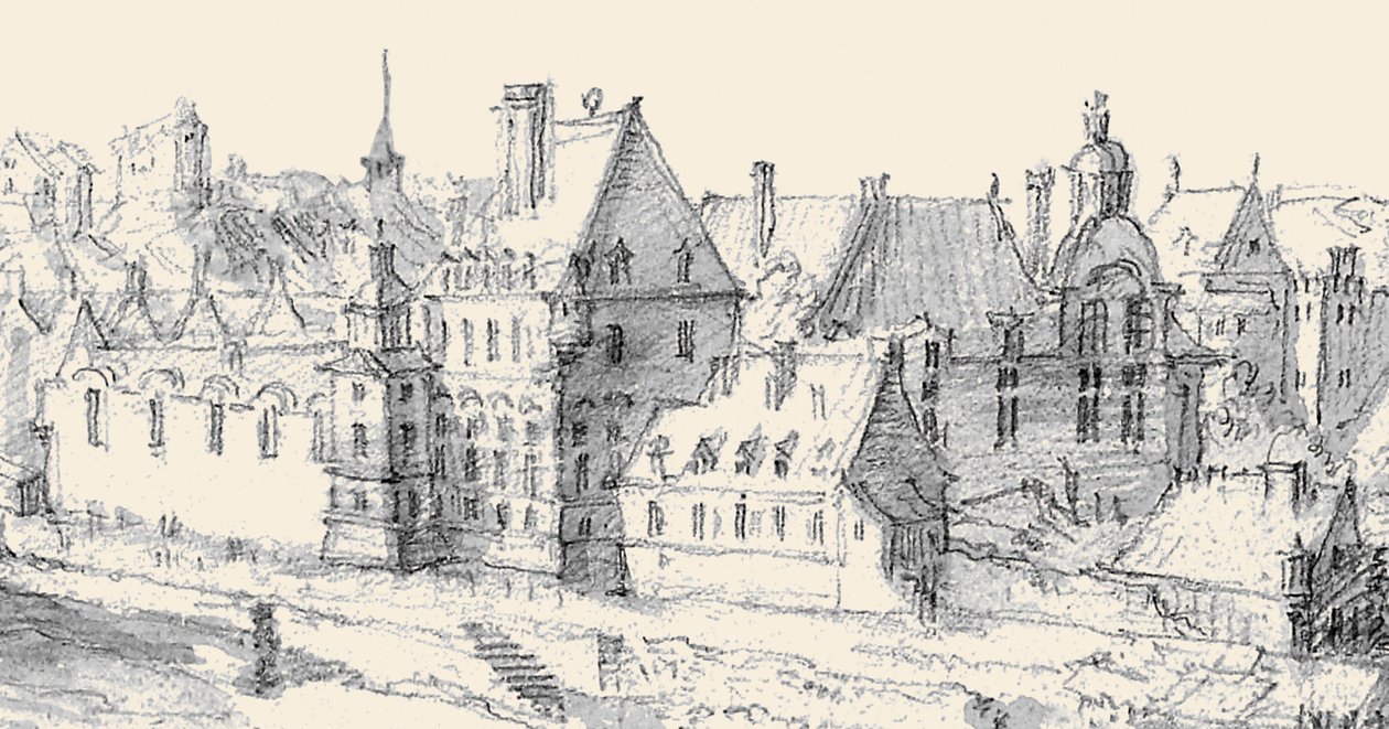 Martellange, Veduta di Parigi 1620 - Ashmolean Museum (particolare con Hôtel de Nevers) (adattato) da Etienne Martellange