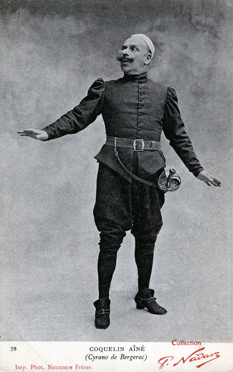 Constant Coquelin alias Coquelin aîné (1841-1909) nel costume di Cyrano de Bergerac (foto b/n) da Etienne Neurdein