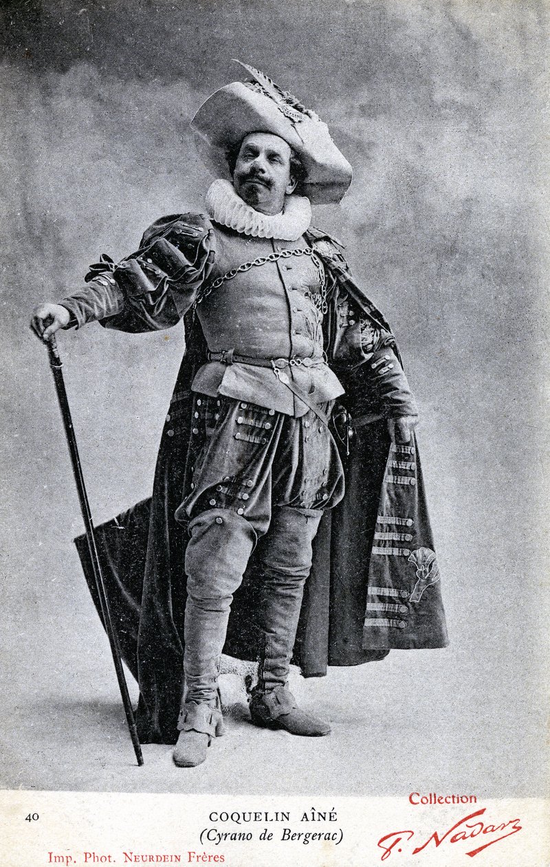 Constant Coquelin alias Coquelin aîné (1841 - 1909) nel costume di Cyrano de Bergerac da Etienne Neurdein