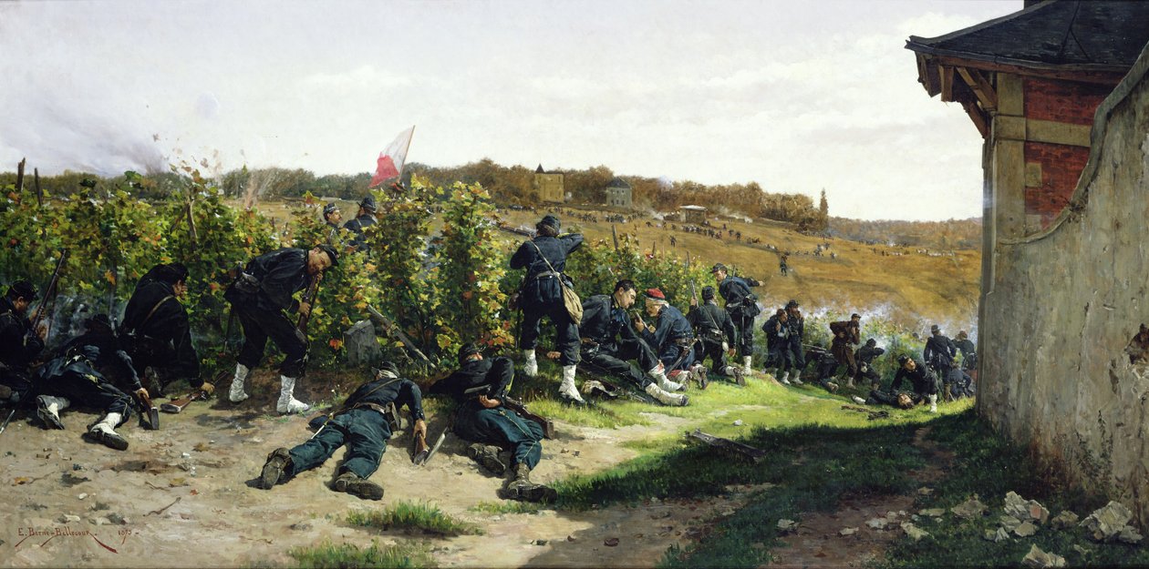 I Tirailleurs de la Seine alla battaglia di Rueil-Malmaison, 21 ottobre 1870, 1875 da Etienne Prosper Berne Bellecour