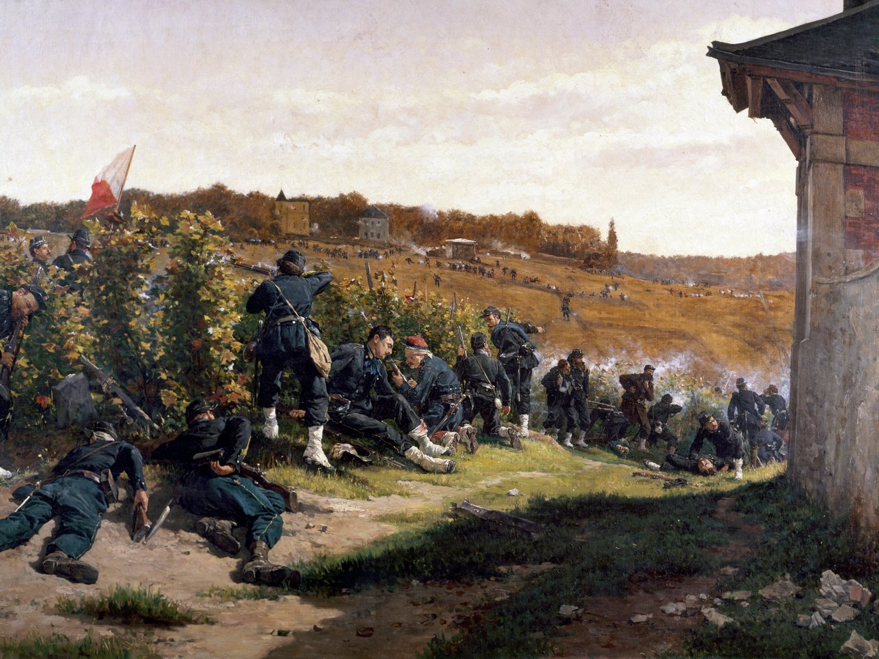 I Tirailleurs de la Seine nella battaglia di Rueil-Malmaison, 21 ottobre 1870, particolare da Etienne Prosper Berne Bellecour
