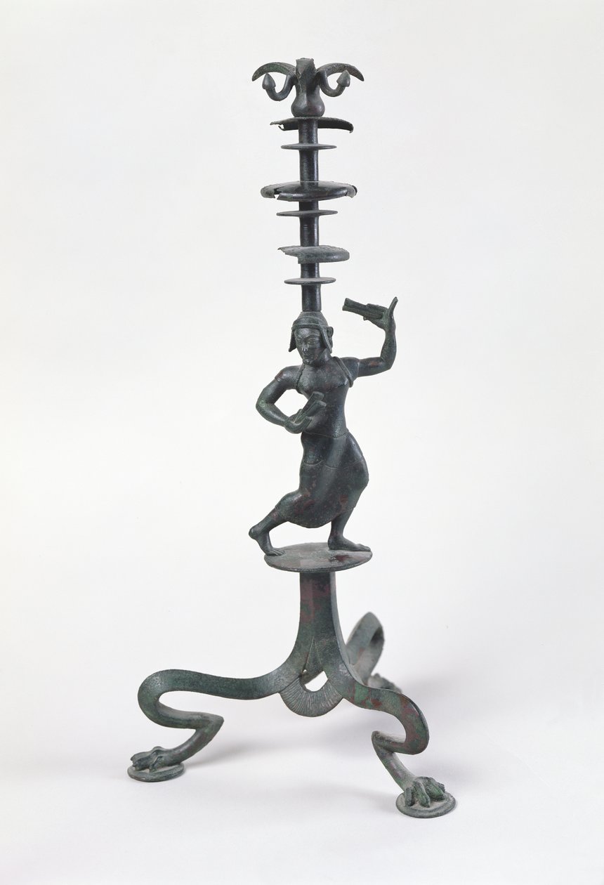 Candelabro con una danzatrice con nacchere (bronzo) da Etruscan