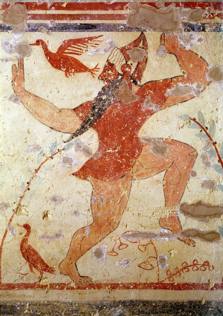 Danza di Phersu, dalla Tomba degli Auguri, c.530-520 a.C. da Etruscan