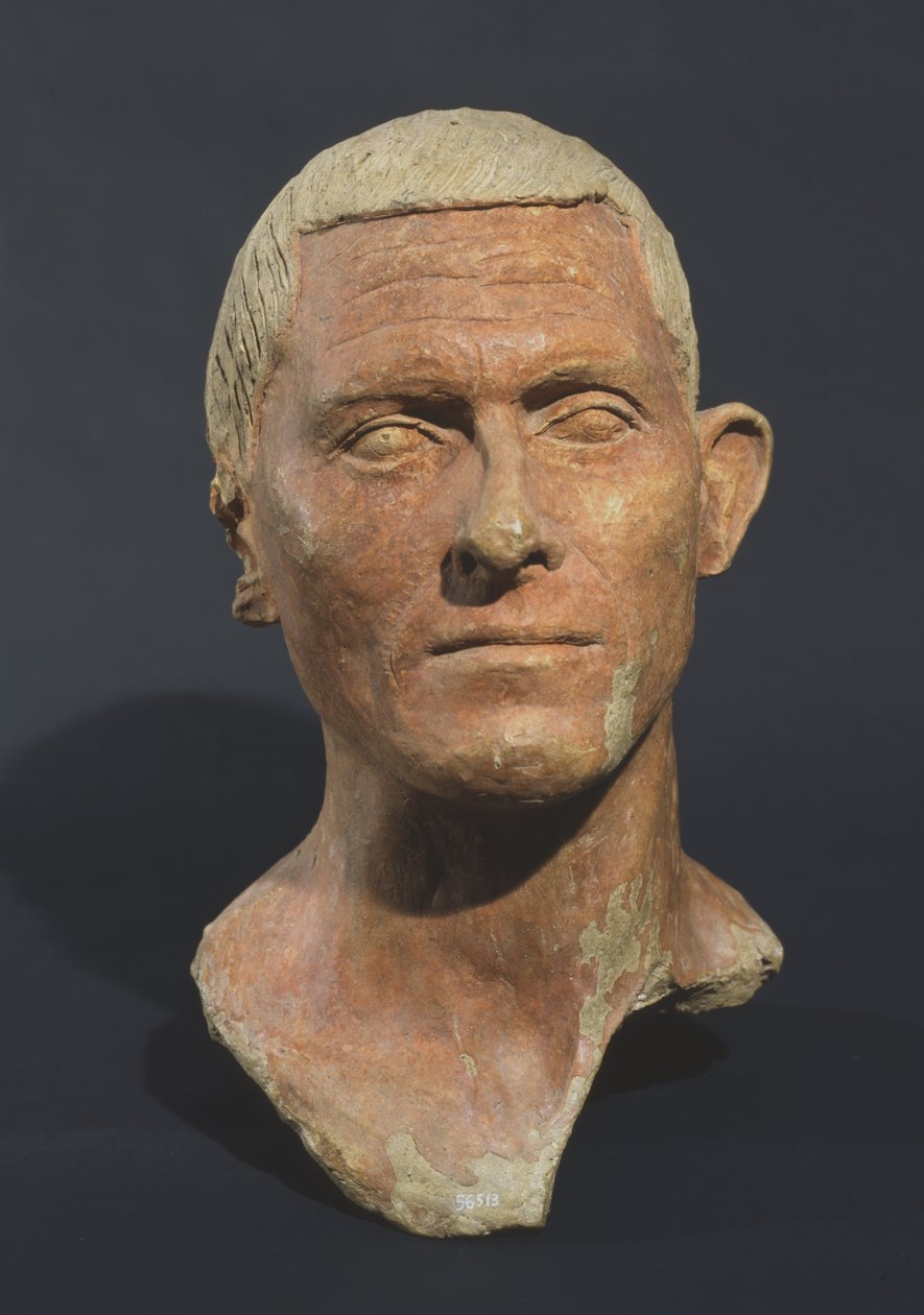 Ritratto di un uomo, da Manganello, Caere, Italia (ceramica con pigmento rosso) da Etruscan