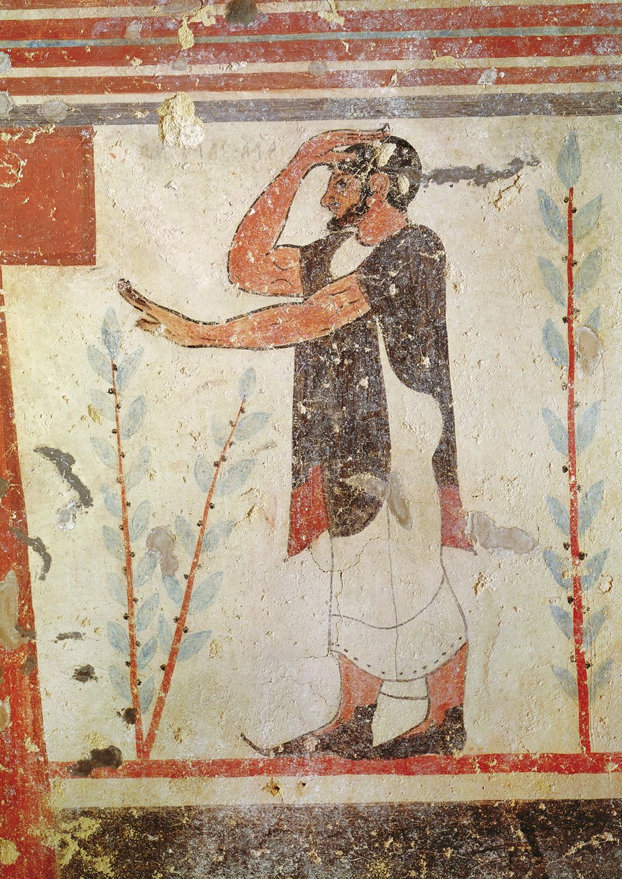 Sacerdote che fa un gesto rituale, dalla Tomba degli Auguri, c.530-20 a.C. da Etruscan