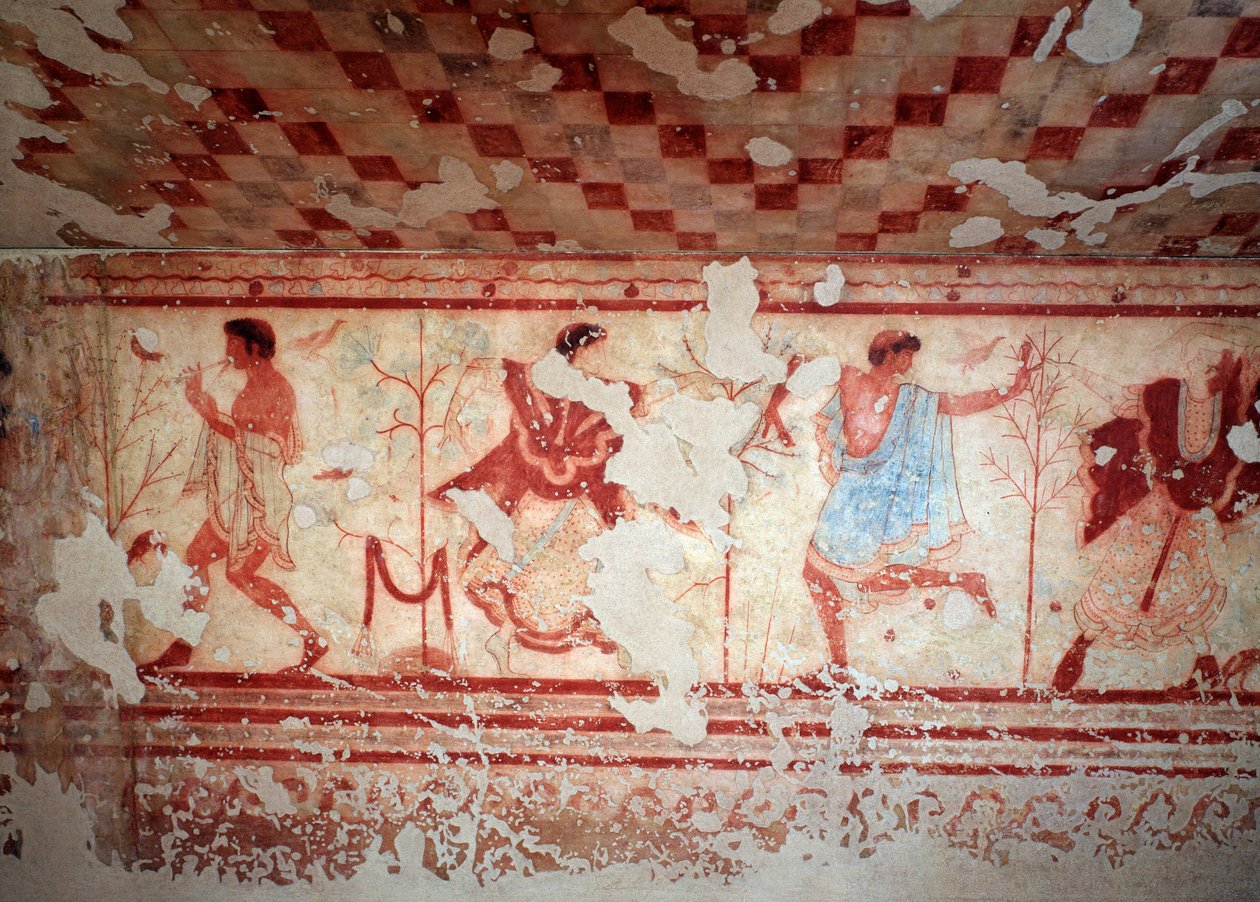 Ballerini e musicisti durante un banchetto da Etruscan