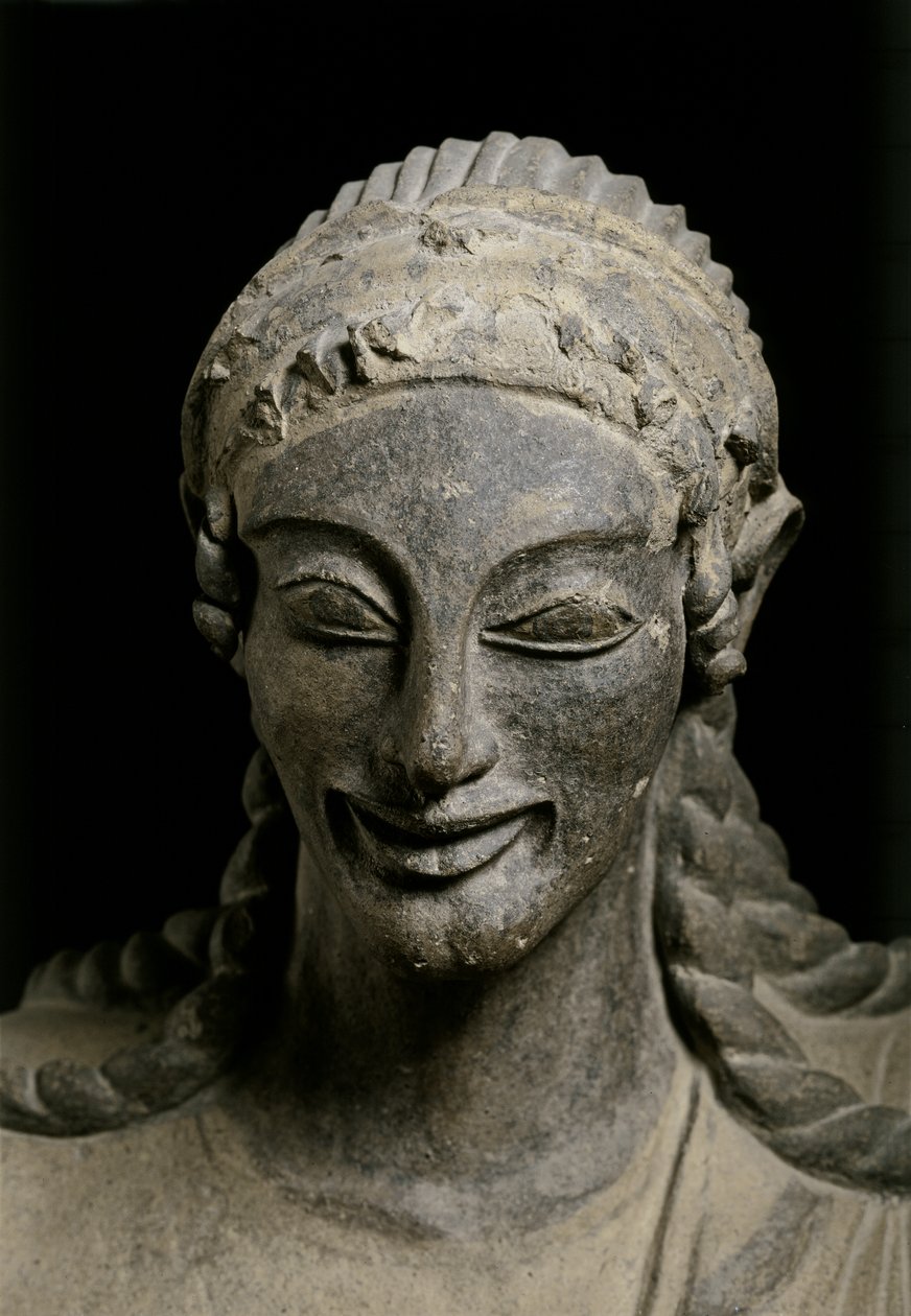 ARTE ETRUSCA: Apollo (particolare). 510-490 a.C. circa. Da Veio, santuario di..., 510-490 ca. a.C. (terracotta) da Etruscan