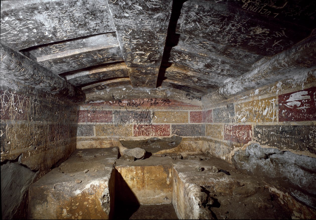 Civiltà etrusca: interno della tomba François nella necropoli di Ponte Rotto, IV secolo a.C. Vulci, Italia da Etruscan