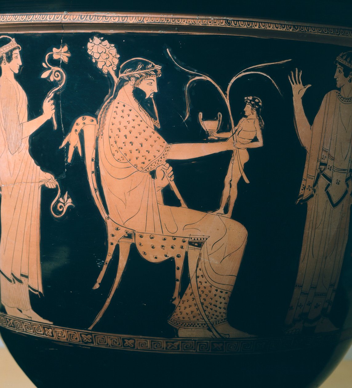 Cratere (grande vaso) del Pittore di Altamura (dettaglio) che mostra Dioniso da Etruscan