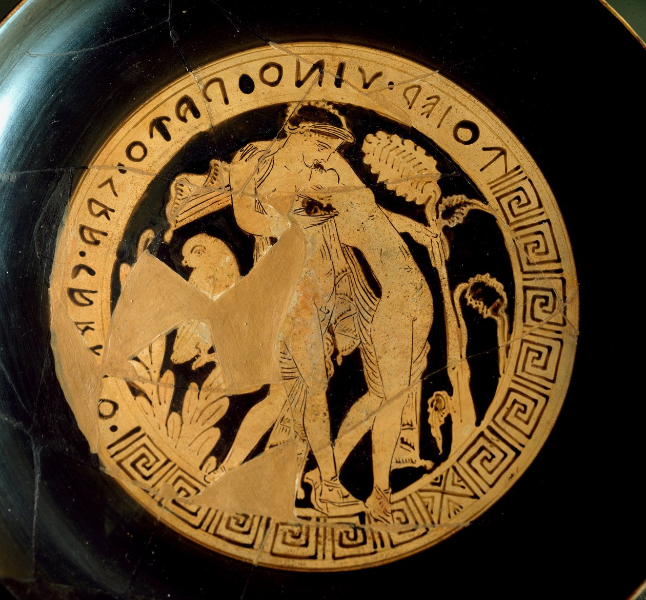 Civiltà etrusca: dettaglio di un kylix che rappresenta Arianna e Dioniso. Dalla Necropoli Falerii Veteres da Etruscan Etruscan