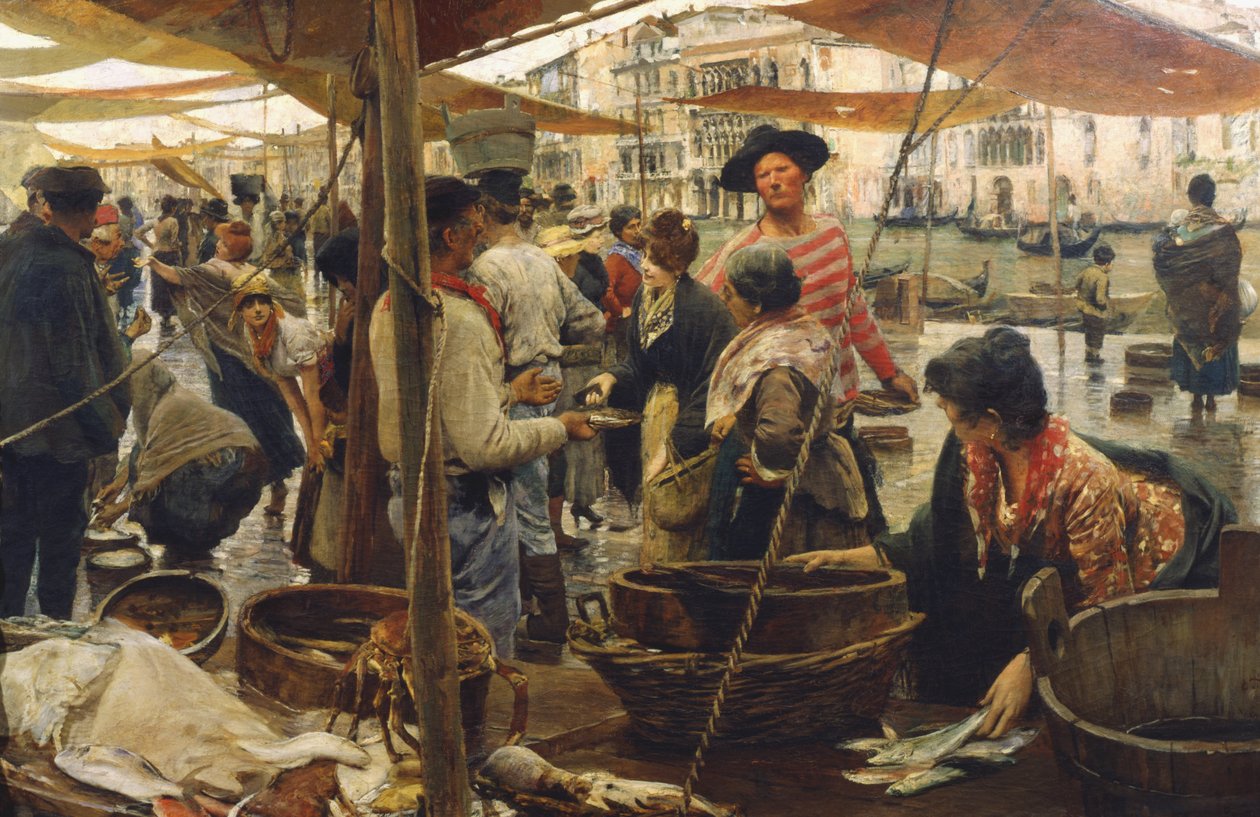 Vecchio mercato del pesce a Venezia da Ettore Tito