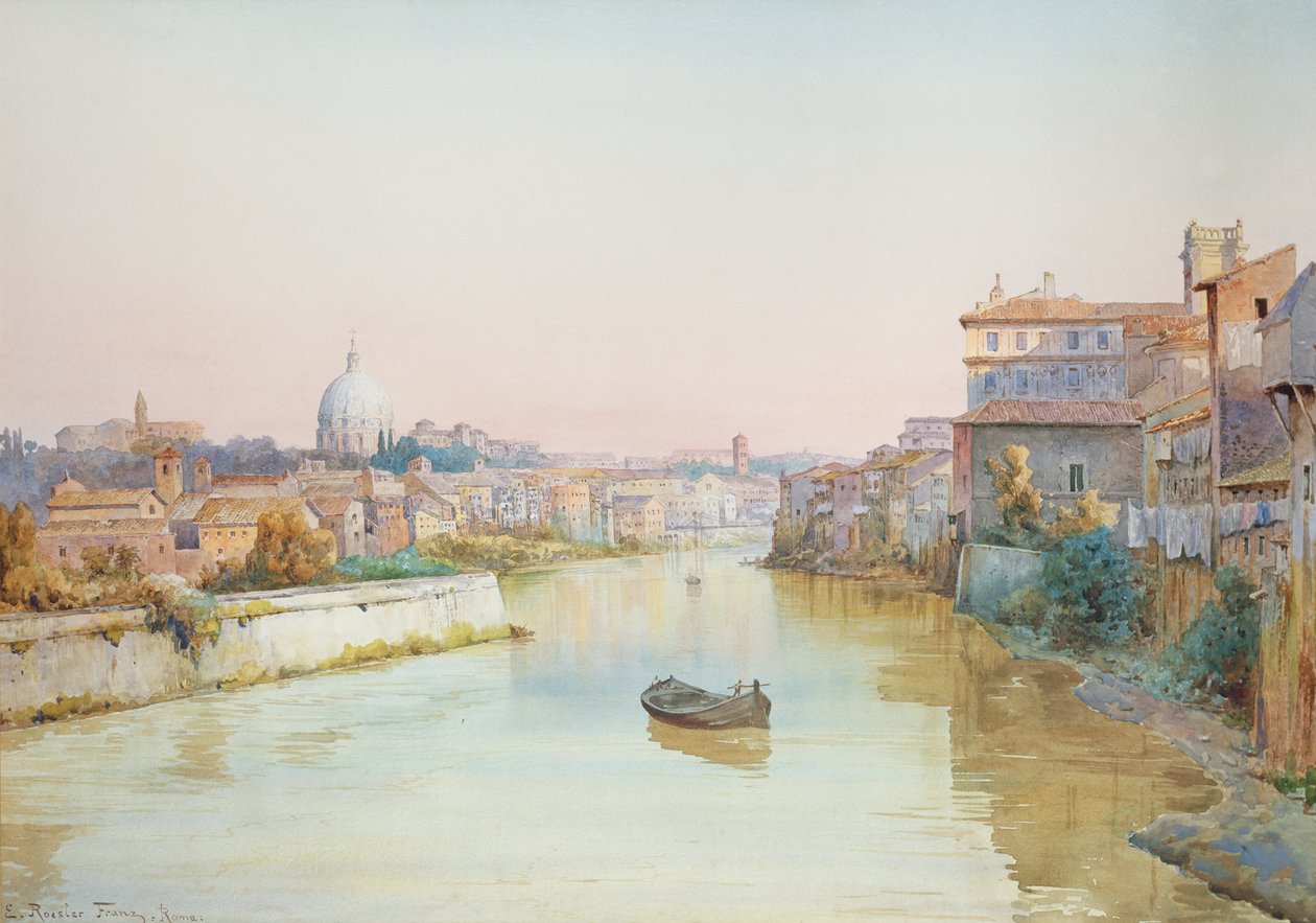 Veduta del Tevere dal Ponte Sisto da Ettore Roesler Franz