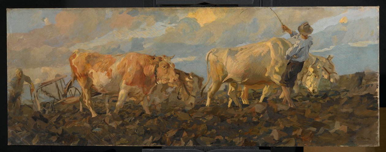 Buoi che arano, 1911 da Ettore Tito
