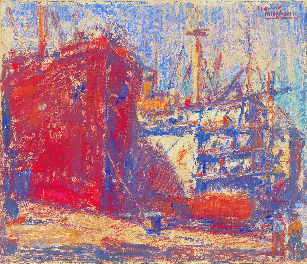 Navi nel porto da Eugeen van Mieghem
