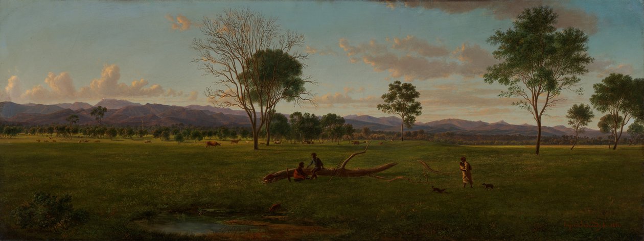 Vista delle Alpi di Gippsland, da Bushy Park sul fiume Avon da Eugene von Guérard