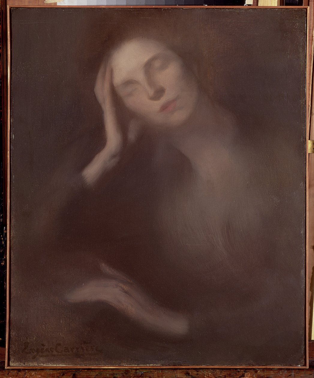 Donna Appoggiata a un Tavolo da Eugène Carrière
