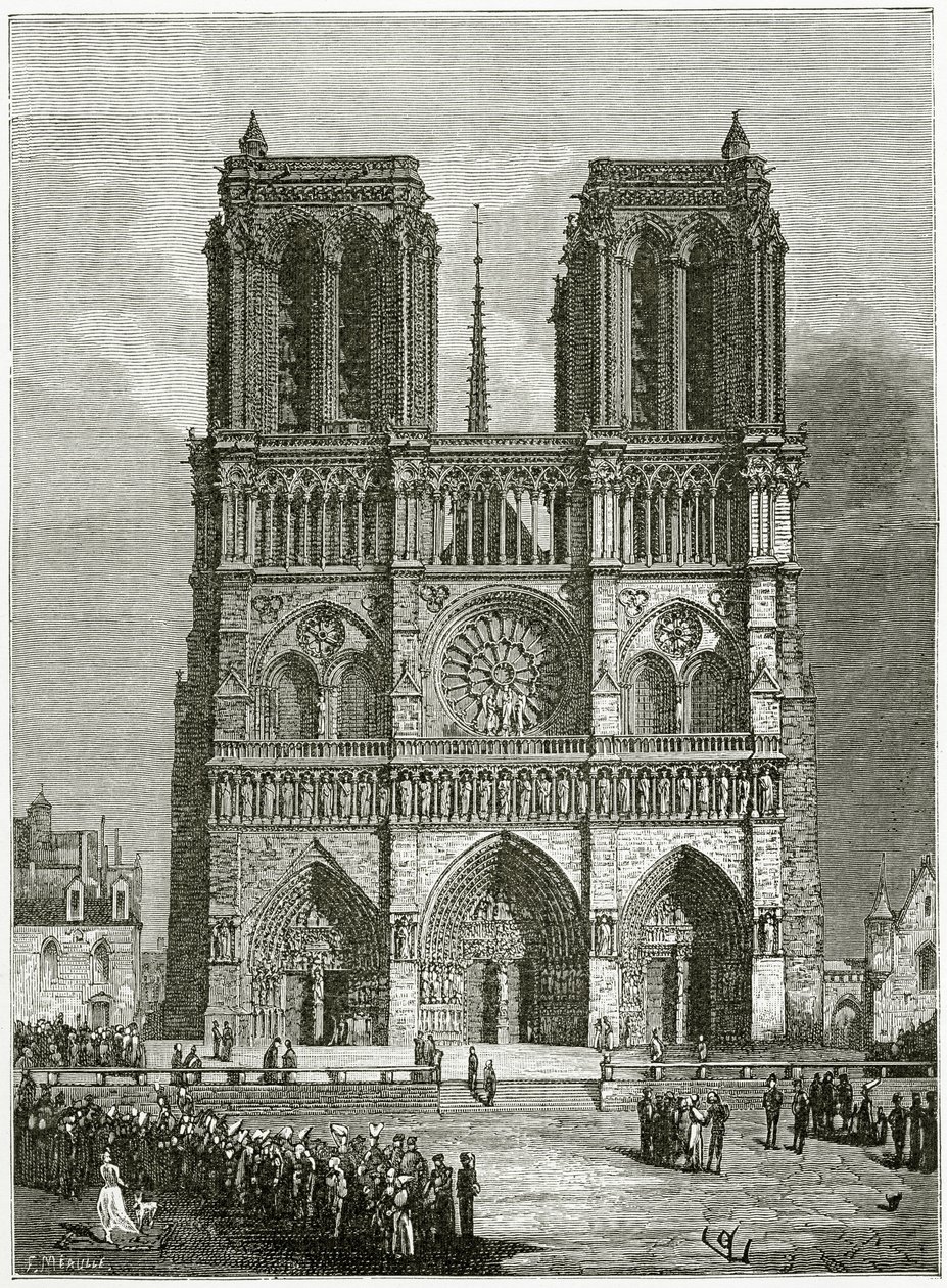 Notre Dame de Paris nel 1642 - illustrazione da Notre Dame de Paris, XIX secolo da Eugene Emmanuel Viollet le Duc