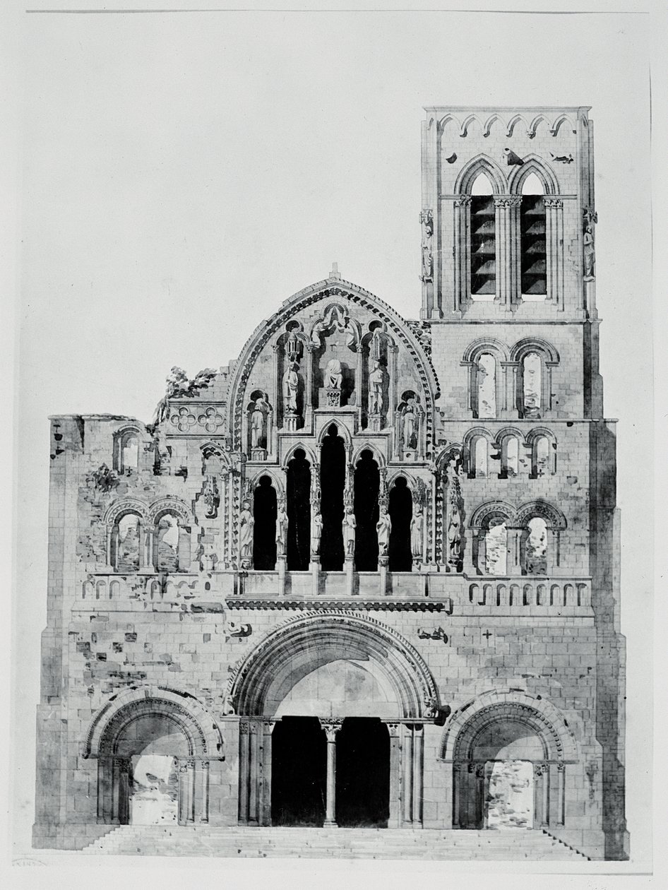 La facciata di La Madeleine de Vezelay da Eugene Emmanuel Viollet le Duc