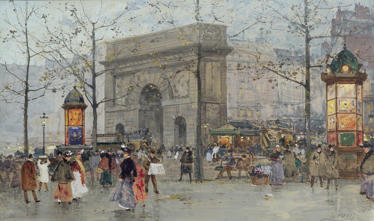 Scena di strada a Parigi da Eugene Galien Laloue