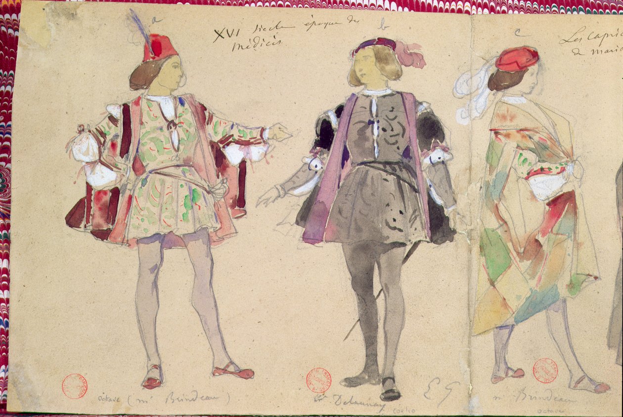 Costumi per Octave (interpretato da Brindeau) e Coelio (interpretato da Delaunay) per 