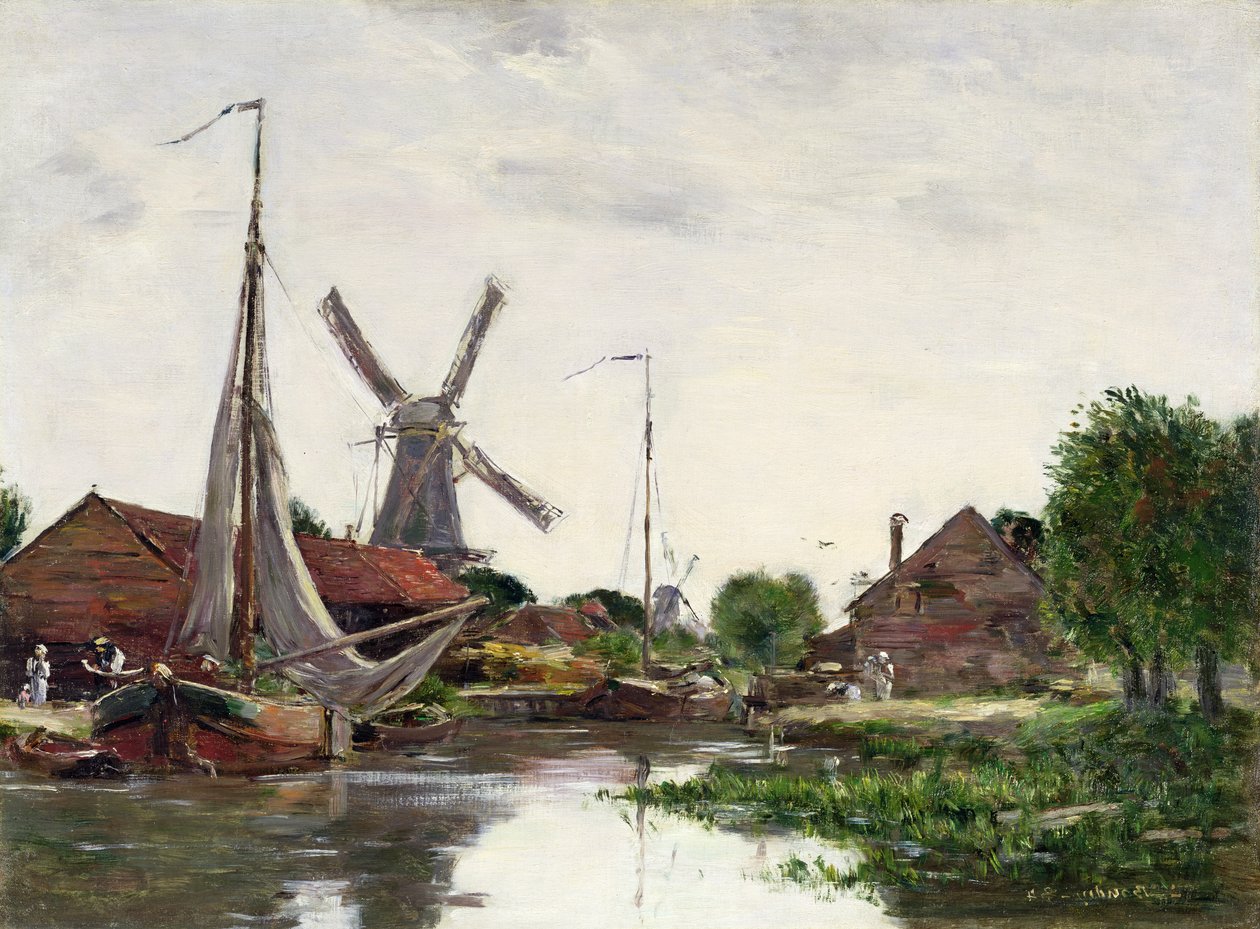 Dordrecht, mulino a vento sulla Mosa da Eugene Louis Boudin