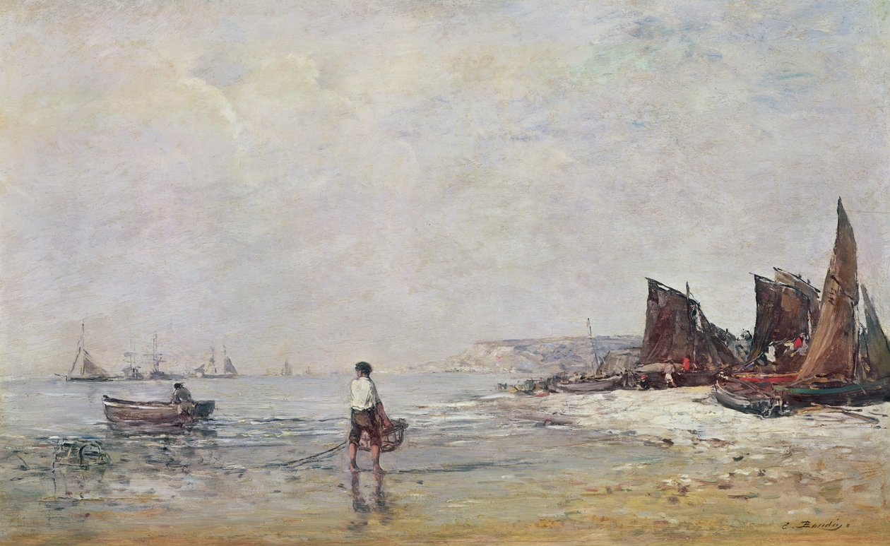 Pescatore a Villerville, bassa marea da Eugene Louis Boudin
