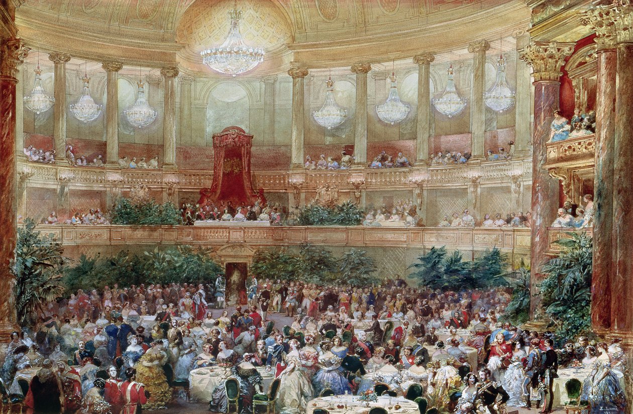 Cena nella Salle des Spectacles a Versailles, 1854 da Eugene Louis Lami