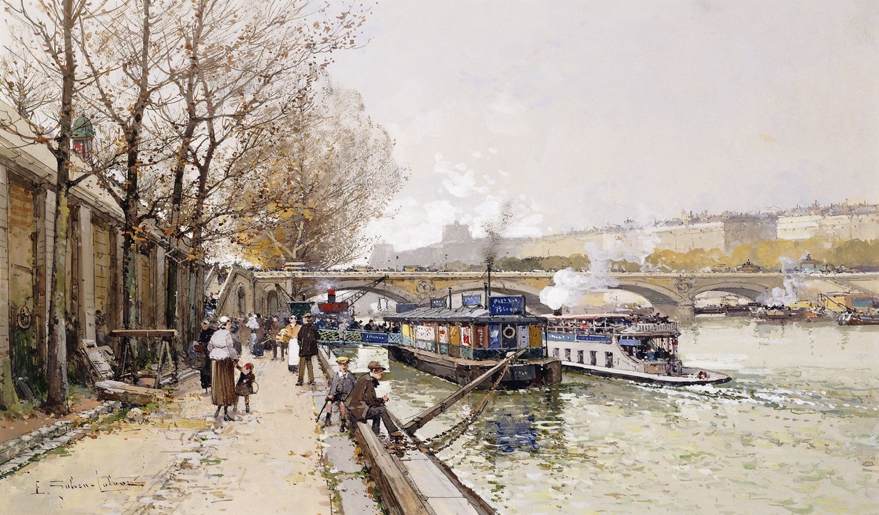 Chiatte sulla Senna da Eugene Galien Laloue