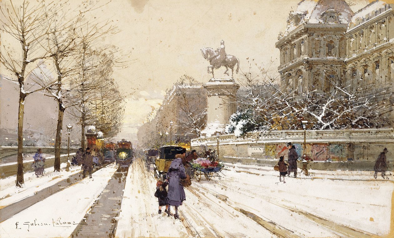 Parigi in inverno da Eugene Galien-Laloue