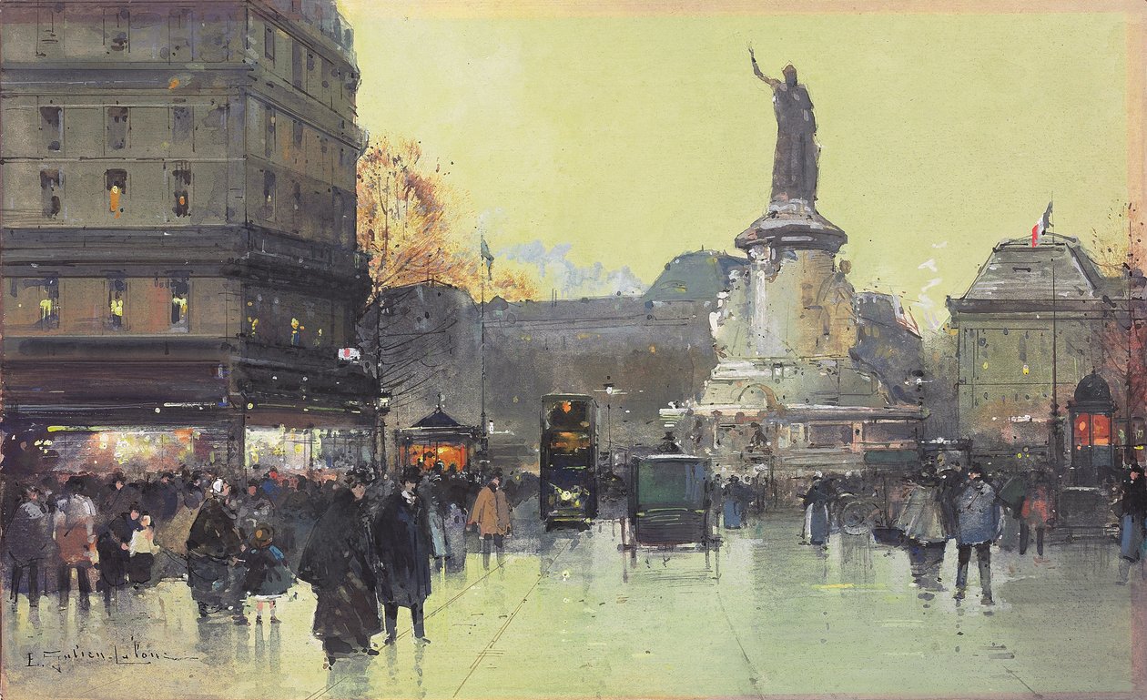 Place de la Republique, Parigi da Eugene Galien Laloue