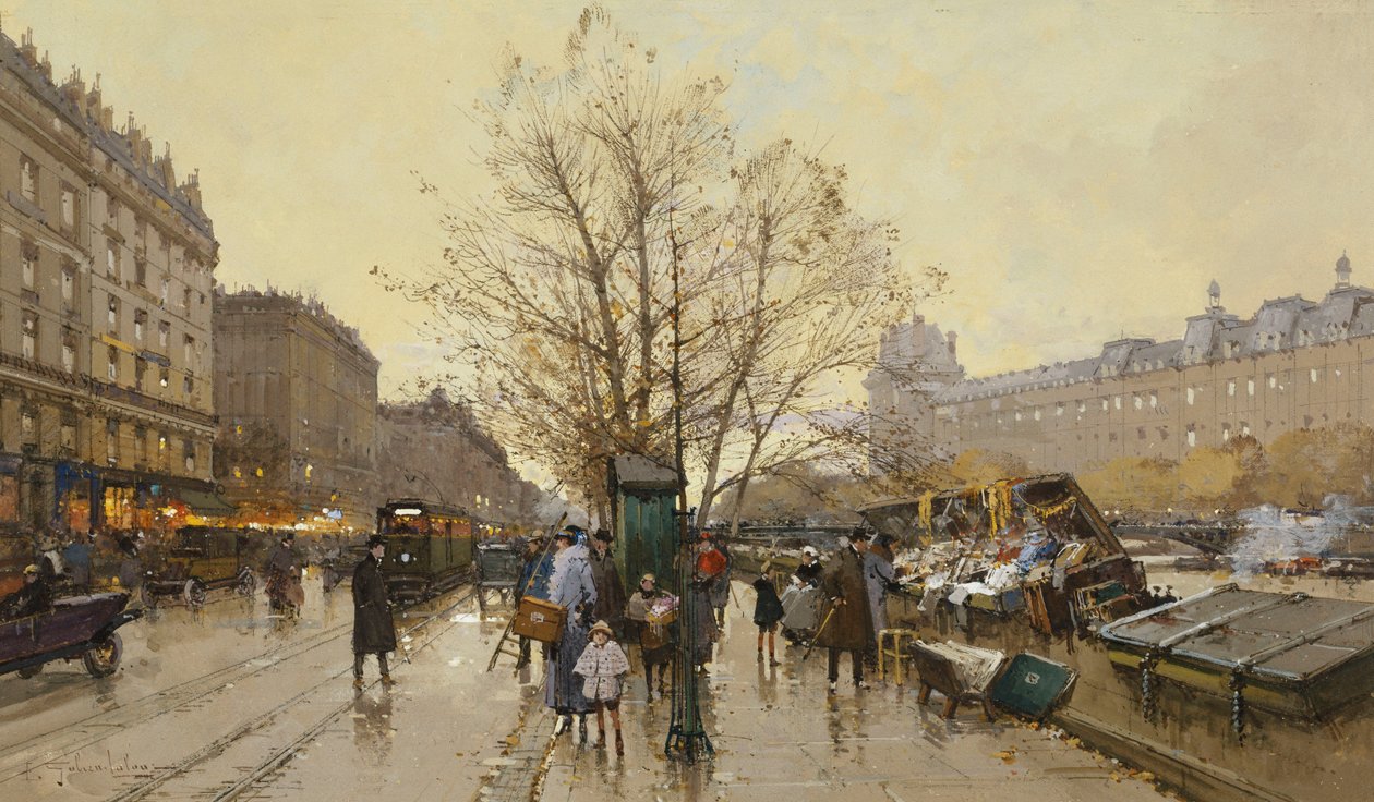 I Docks di Parigi da Eugene Galien Laloue