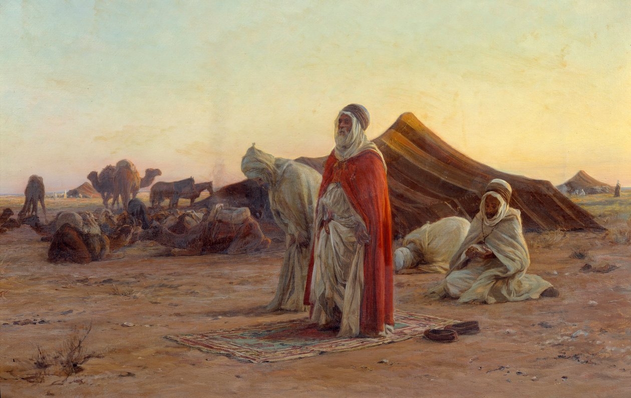 Tenda nel deserto. La preghiera. (dettaglio). Dipinto di Eugene Alexis Girardet (1853-1907) XIX secolo Bayonne, Museo Bonnat da Eugene Alexis Girardet