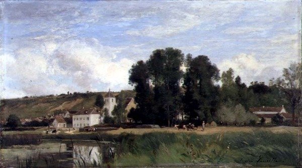 Sulle rive della Senna a Levy da Eugene Antoine Samuel Lavieille