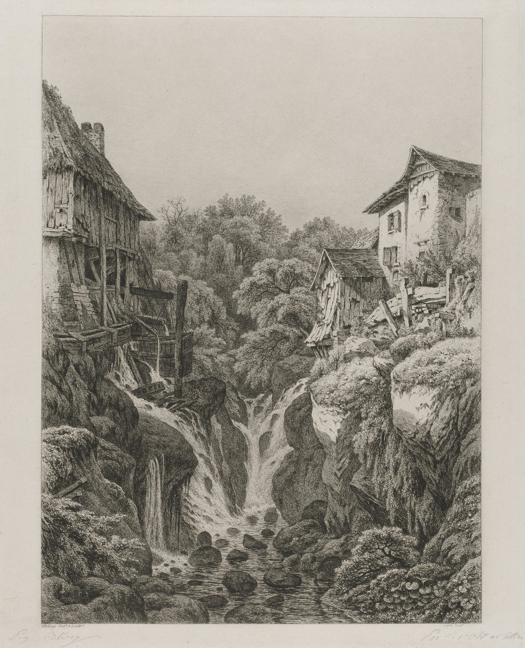 Il Mulino e la Cascata di Grésy vicino ad Aix-les-Bains da Eugene Bléry