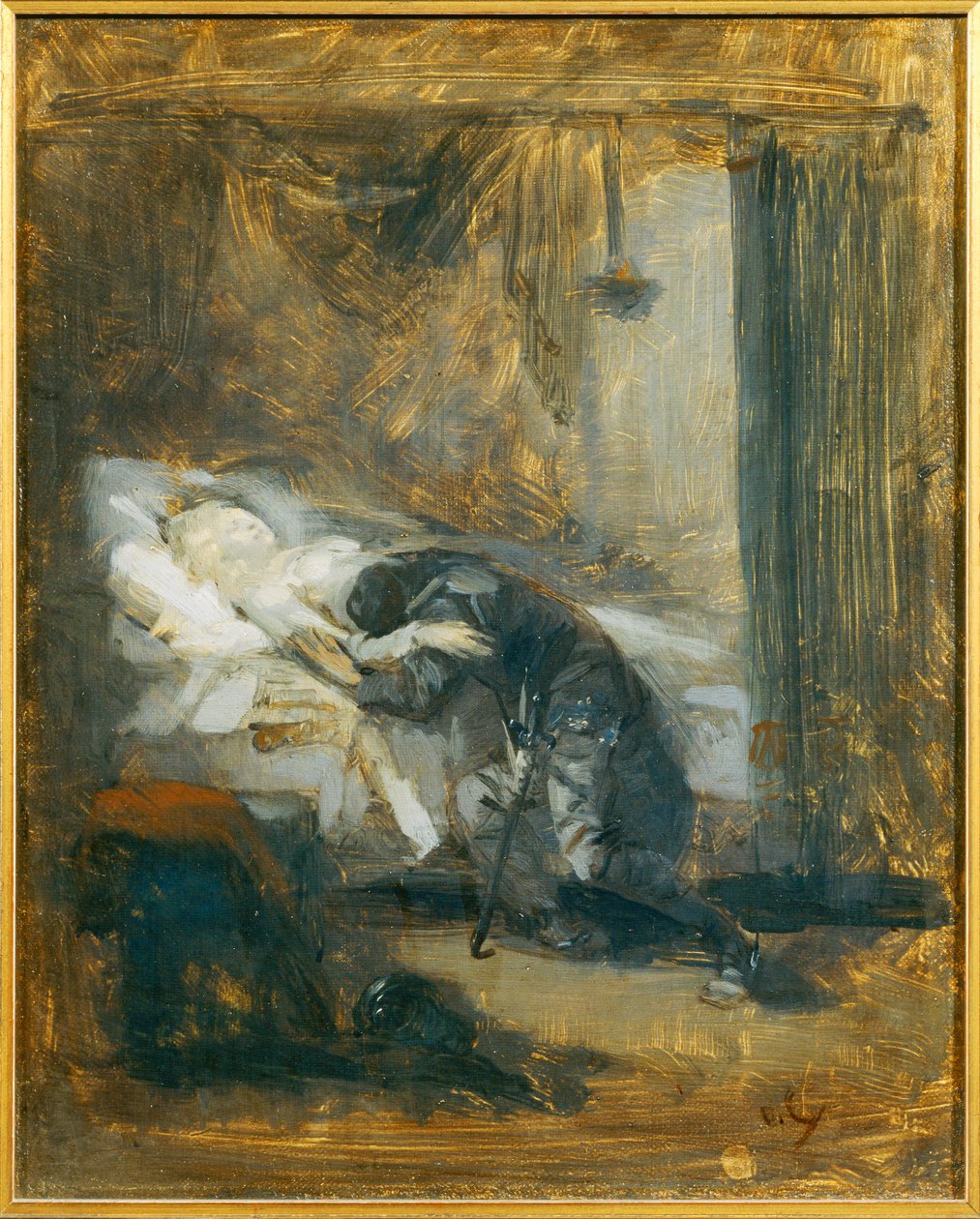 Scene de Theatre - Scena in un teatro ... (dipinto su tela) da Eugène Carrière