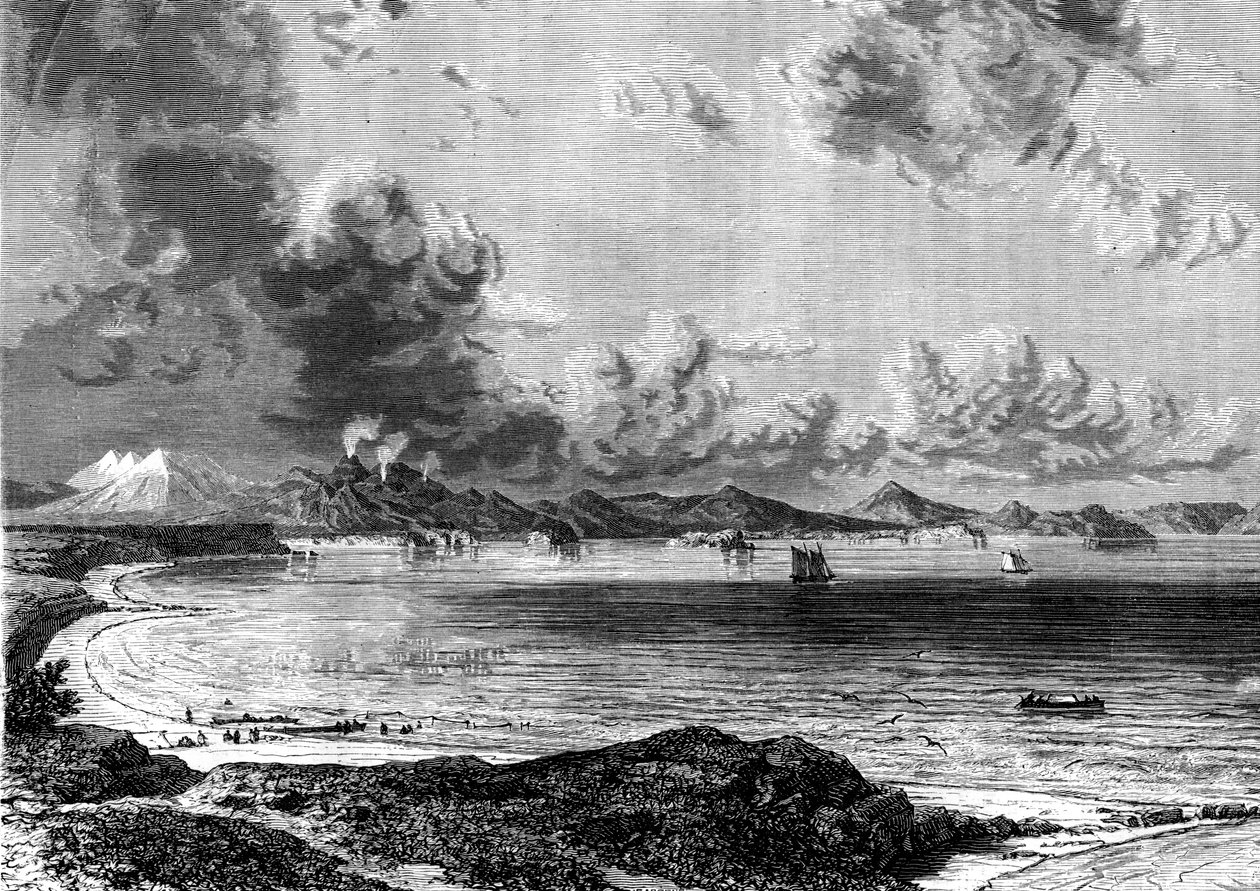 Lago Taupo, Isola del Nord, Nuova Zelanda, 1886 da Eugene Ciceri