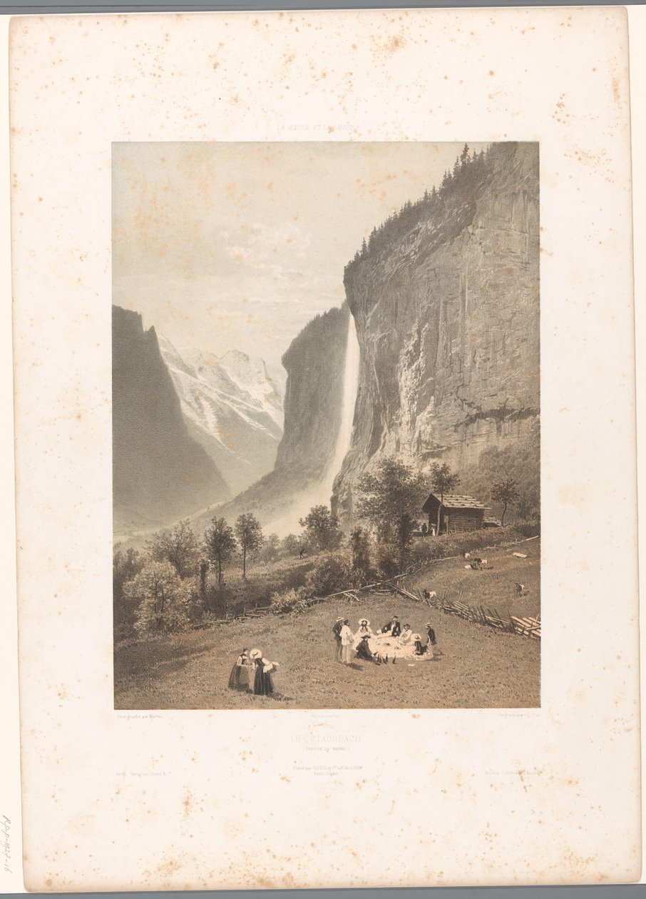 Picnic con vista sulla cascata di Staubbach (La Svizzera e la Savoia) da Eugene Ciceri