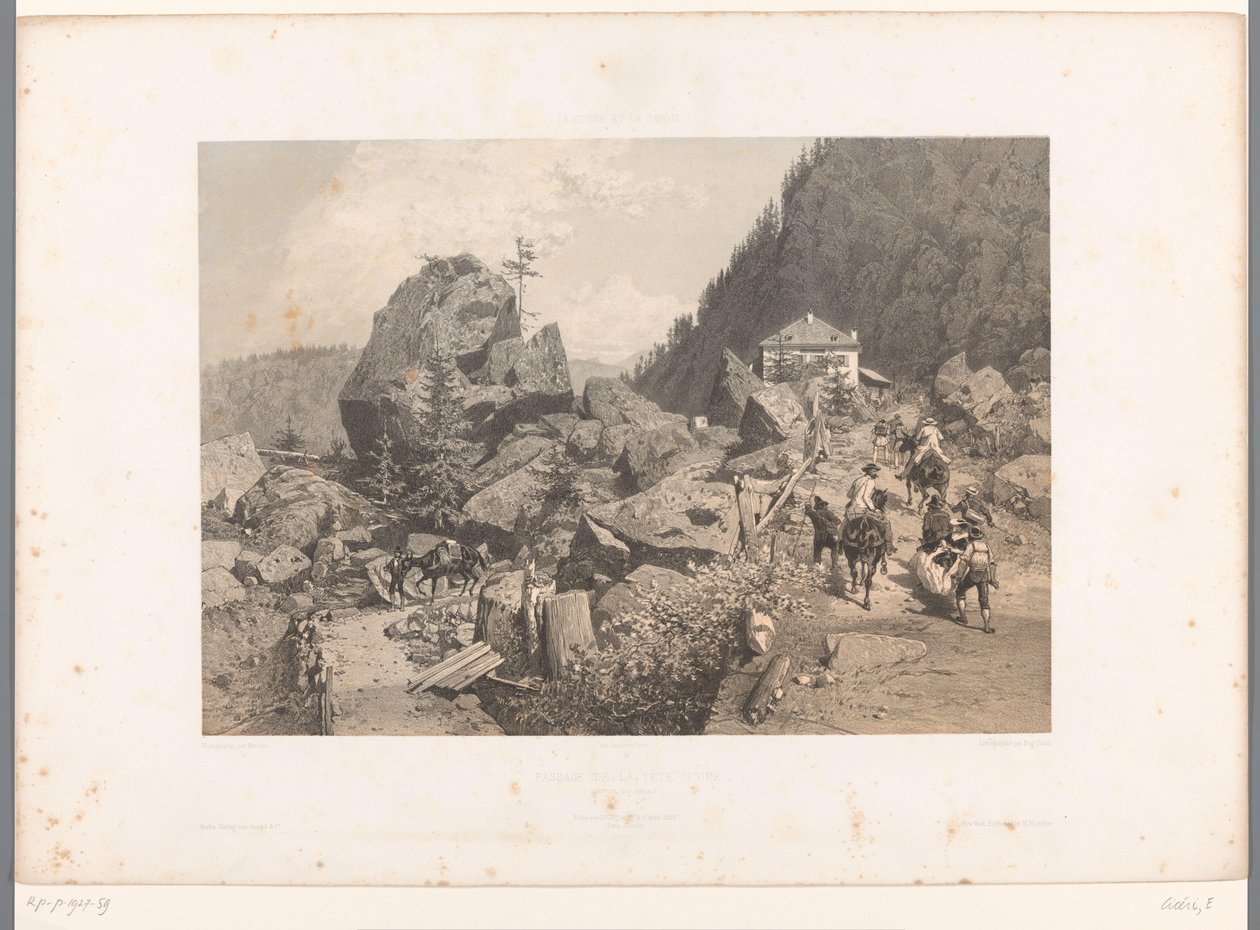 Viaggiatori sul passo della Tête Noire tra Martigny e Chamonix da Eugene Ciceri