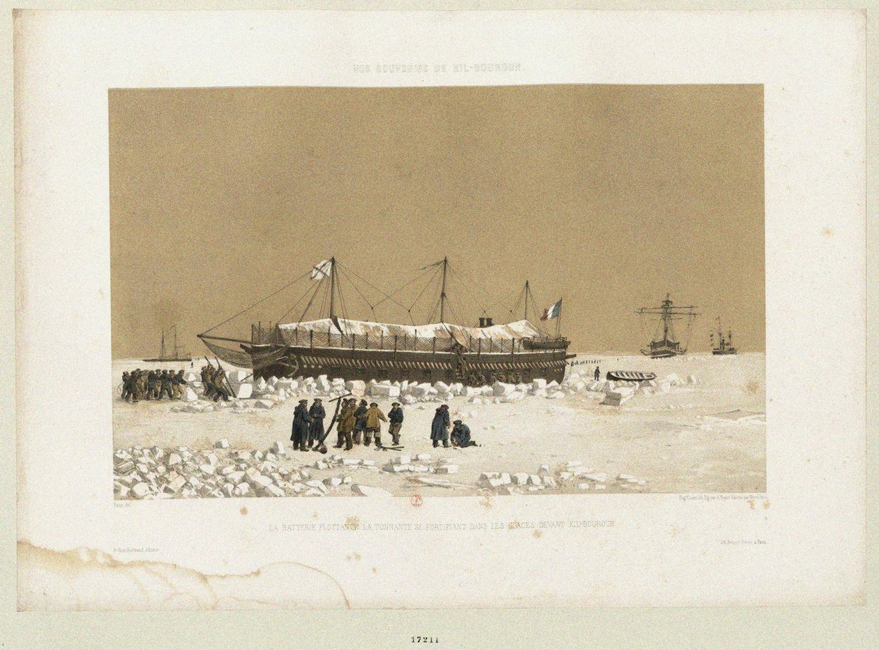 La batteria galleggiante Tonnante nel ghiaccio vicino a Kinburn, 1856 da Eugene Ciceri