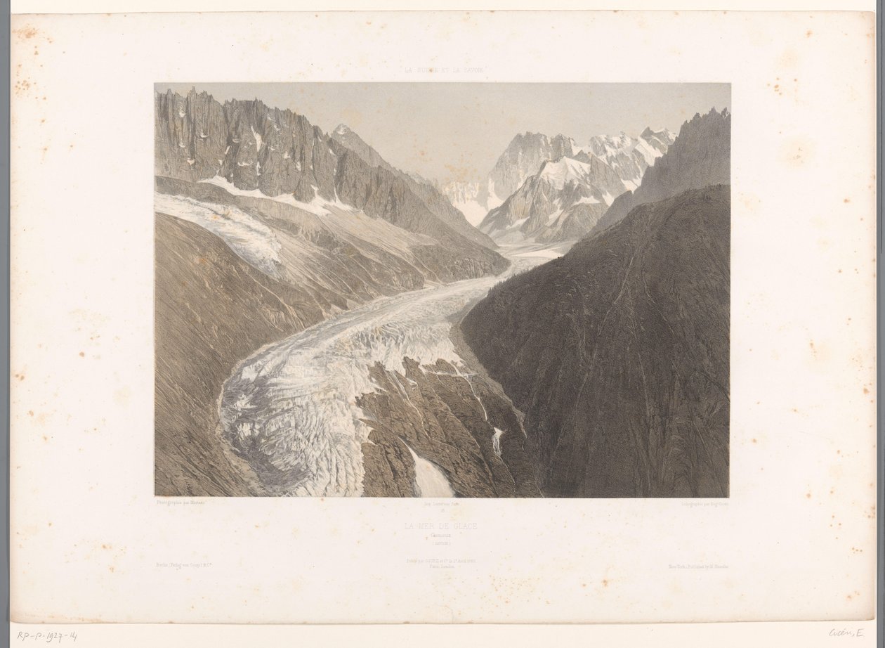Vista sul ghiacciaio Mer-de-Glace a Chamonix (Gezichten in Zwitserland en Savoye) da Eugene Ciceri