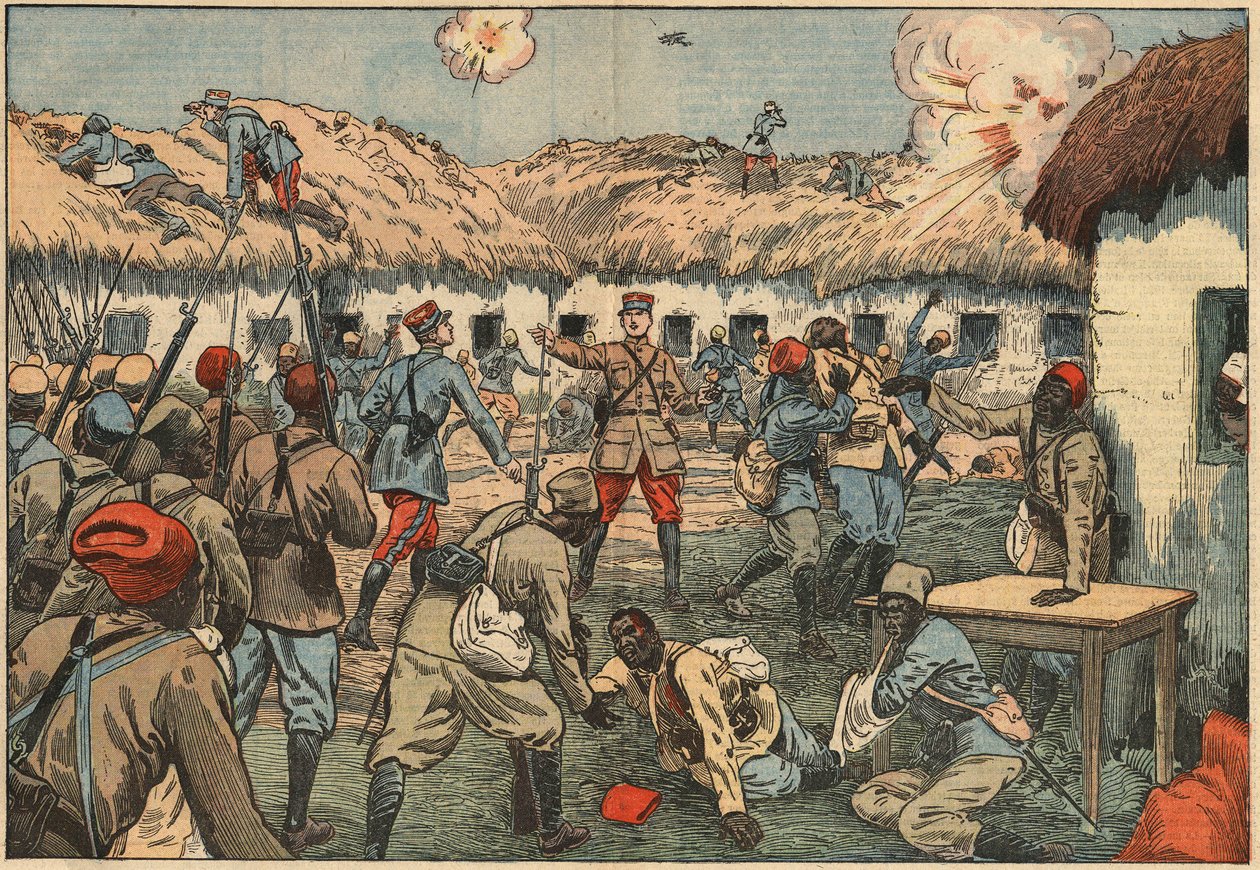 Le truppe coloniali sbloccano il posto di Aoulay in Marocco sotto il capitano Duboin. Illustrazione di Damblans. In 
