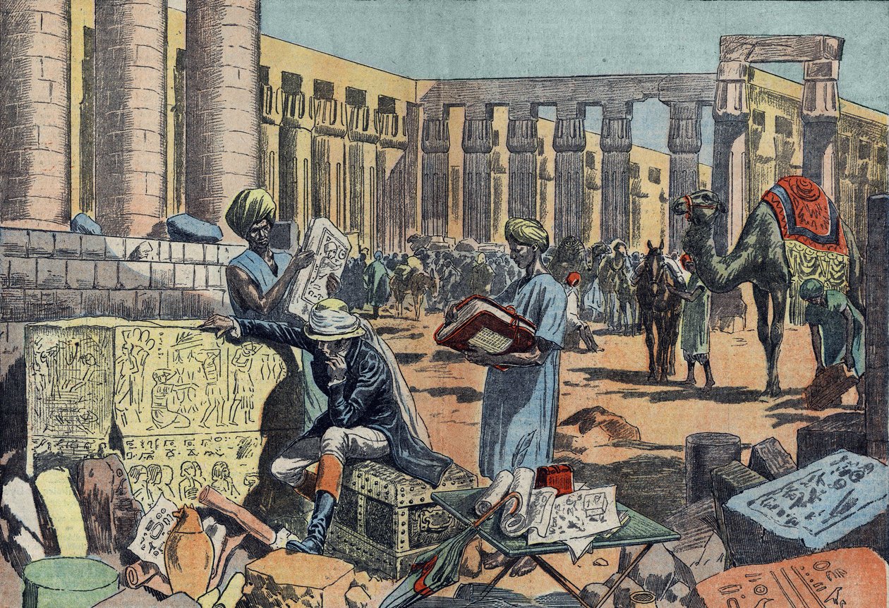 Jean Francois Champollion (1790-1832), egittologo francese, studia un