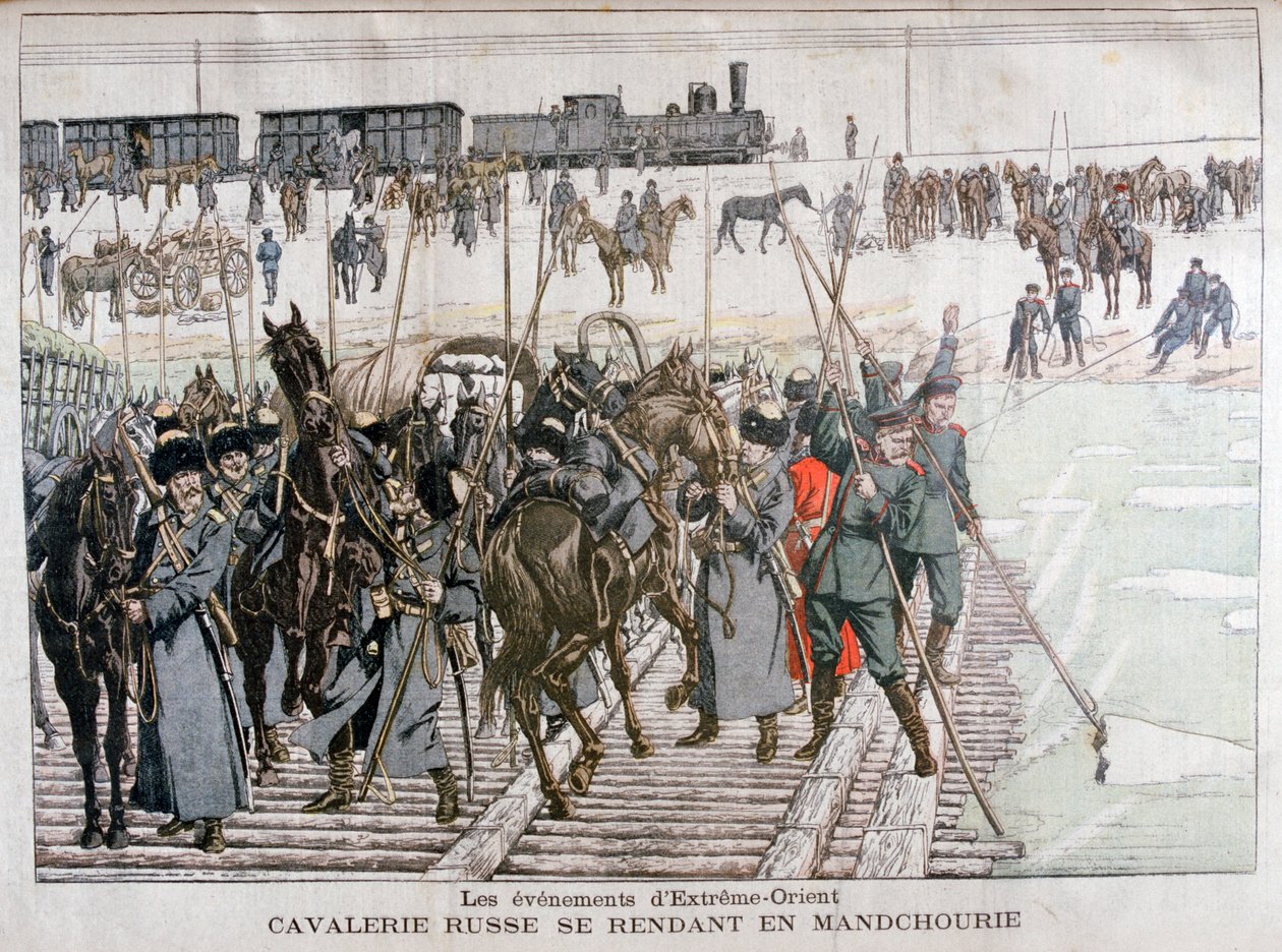 Cavalleria Russa in Marcia verso la Manciuria, Cina, 1900 da Eugene Damblans