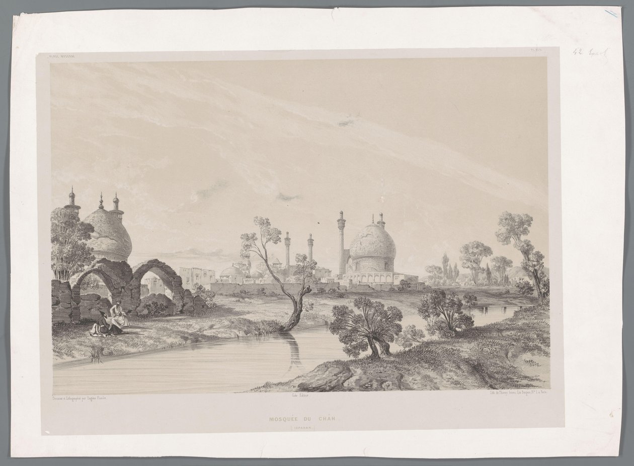 Moschea dello Shah o Moschea Reale a Isfahan da Eugene Flandin