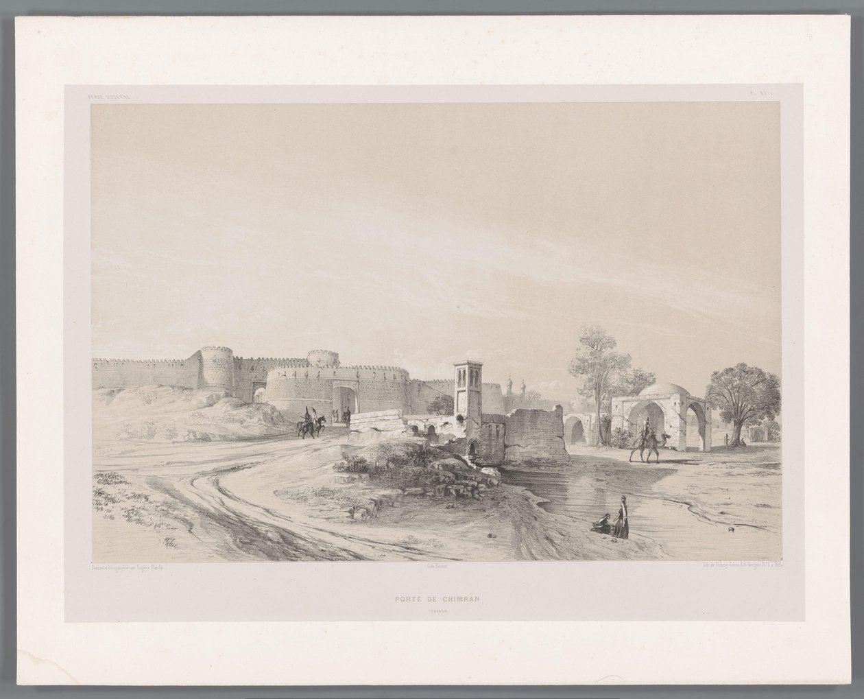 Porta di Shemran a Teheran (Paesaggi persiani) da Eugene Flandin