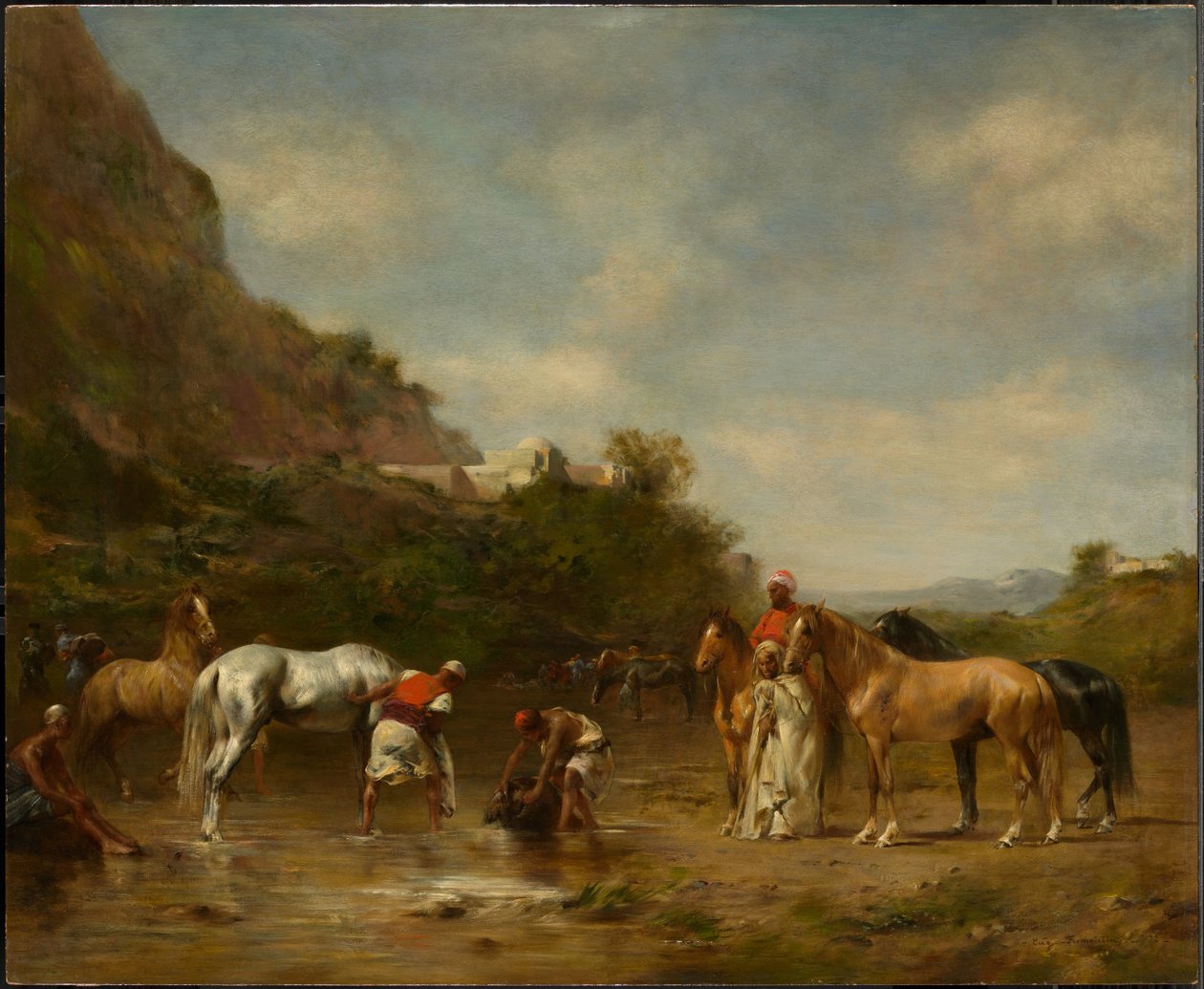 Arabi che abbeverano i loro cavalli da Eugène Fromentin