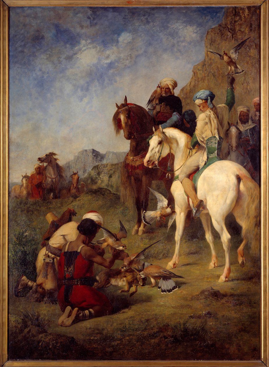 Caccia al falcone in Algeria: la cura. Dipinto di Eugène Fromentin da Eugène Fromentin