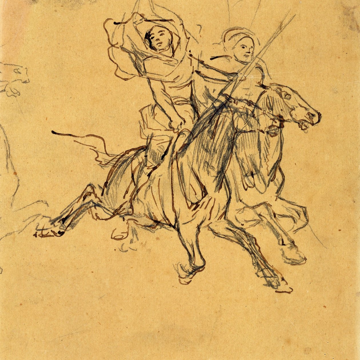Studie von zwei Reitern da Eugène Fromentin